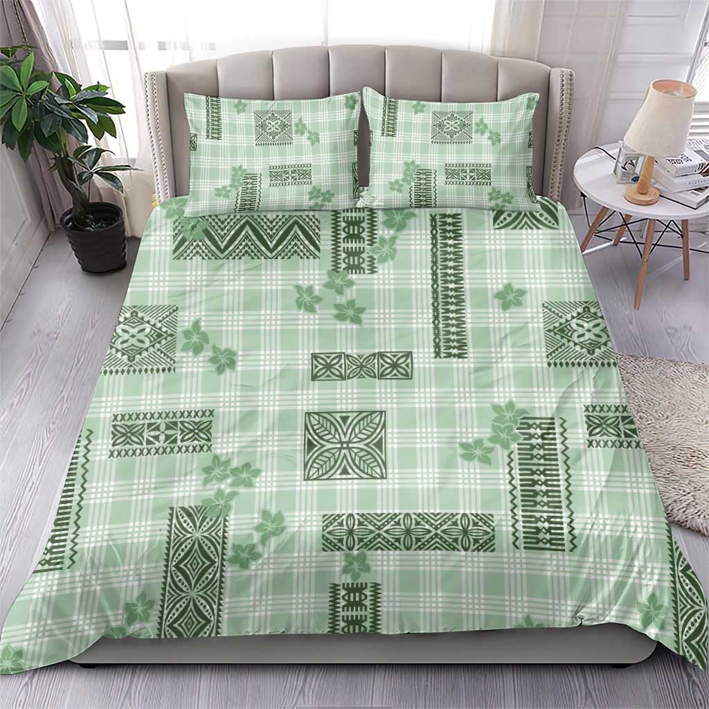 Hawaiian Quilt Tapa On Pastel Mint Palaka Motifs Bedding Set LT7 - Polynesian Pride
