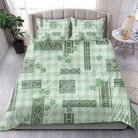 Hawaiian Quilt Tapa On Pastel Mint Palaka Motifs Bedding Set LT7 - Polynesian Pride