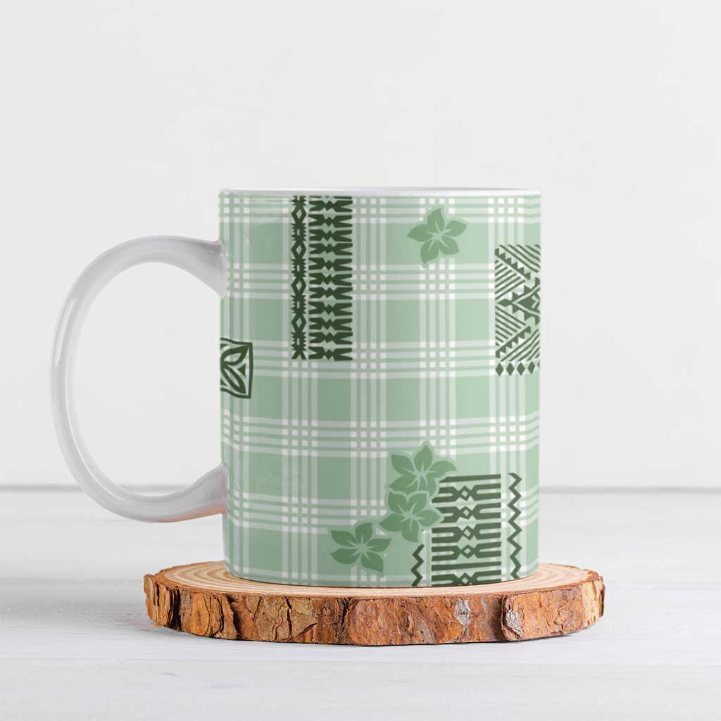 Hawaiian Quilt Tapa On Pastel Mint Palaka Motifs Ceramic Mug LT7 Mint - Polynesian Pride