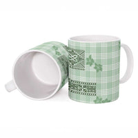 Hawaiian Quilt Tapa On Pastel Mint Palaka Motifs Ceramic Mug LT7 - Polynesian Pride