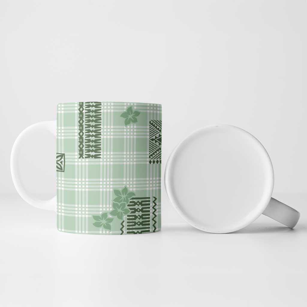 Hawaiian Quilt Tapa On Pastel Mint Palaka Motifs Ceramic Mug LT7 - Polynesian Pride