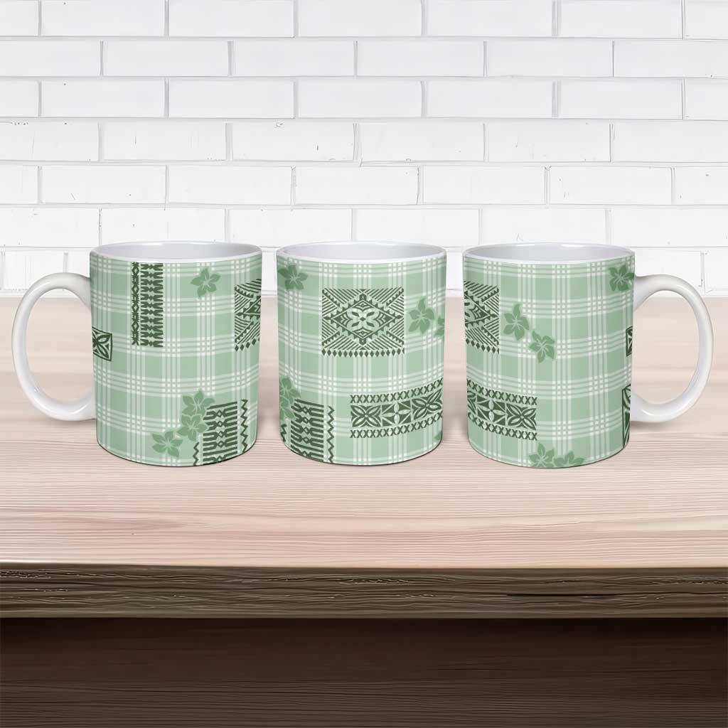 Hawaiian Quilt Tapa On Pastel Mint Palaka Motifs Ceramic Mug LT7 - Polynesian Pride