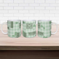 Hawaiian Quilt Tapa On Pastel Mint Palaka Motifs Ceramic Mug LT7 - Polynesian Pride