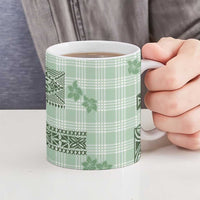 Hawaiian Quilt Tapa On Pastel Mint Palaka Motifs Ceramic Mug LT7 - Polynesian Pride