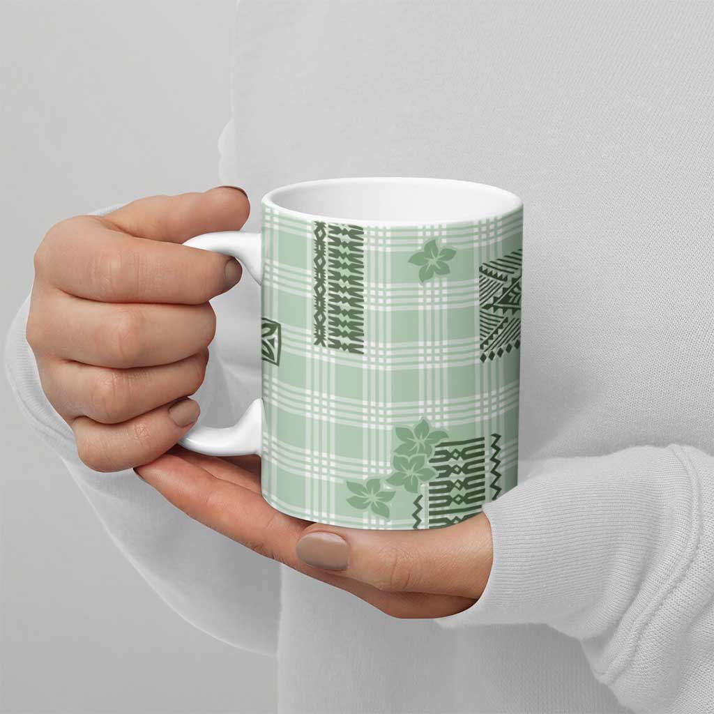 Hawaiian Quilt Tapa On Pastel Mint Palaka Motifs Ceramic Mug LT7 - Polynesian Pride