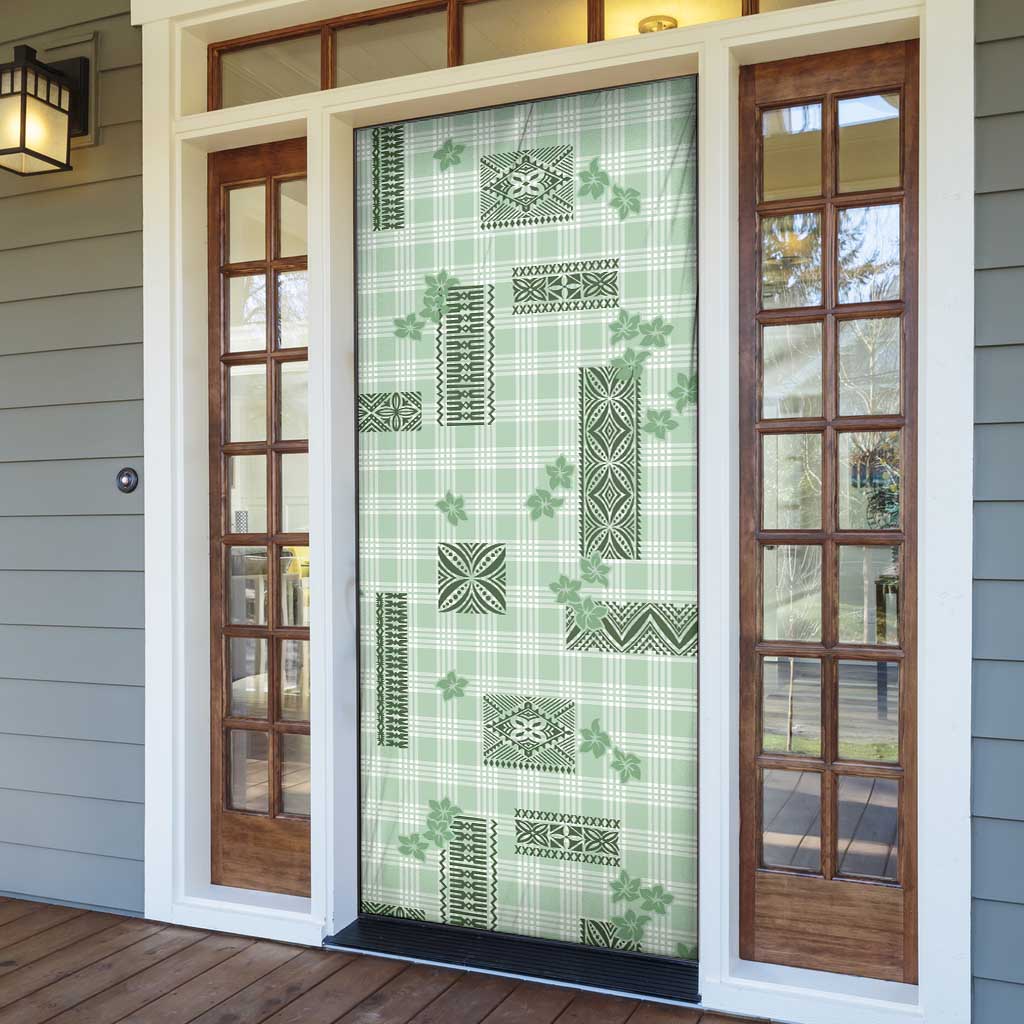 Hawaiian Quilt Tapa On Pastel Mint Palaka Motifs Door Cover