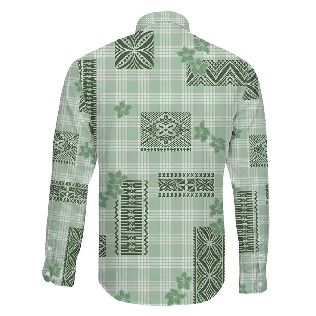 Hawaiian Quilt Tapa On Pastel Mint Palaka Motifs Family Matching Mermaid Dress and Hawaiian Shirt LT7 - Polynesian Pride