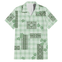 Hawaiian Quilt Tapa On Pastel Mint Palaka Motifs Family Matching Short Sleeve Bodycon Dress and Hawaiian Shirt LT7 Dad's Shirt - Short Sleeve Mint - Polynesian Pride