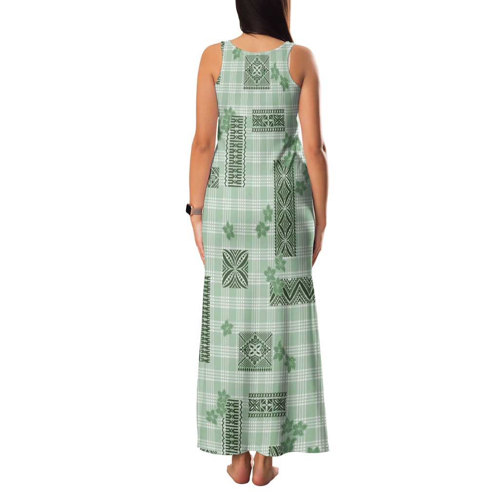 Hawaiian Quilt Tapa On Pastel Mint Palaka Motifs Family Matching Tank Maxi Dress and Hawaiian Shirt LT7 - Polynesian Pride