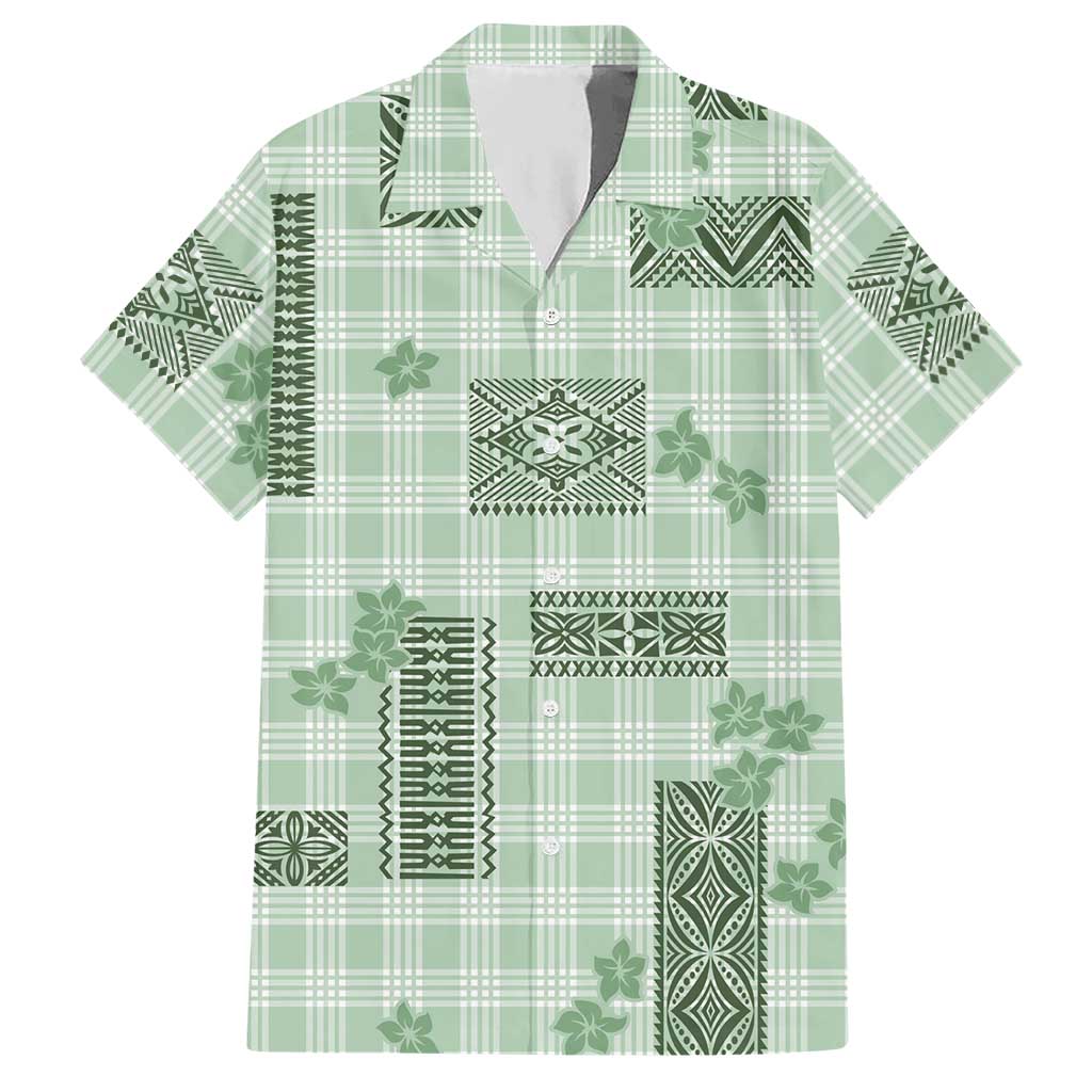Hawaiian Quilt Tapa On Pastel Mint Palaka Motifs Hawaiian Shirt