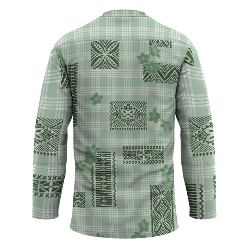 Hawaiian Quilt Tapa On Pastel Mint Palaka Motifs Hockey Jersey
