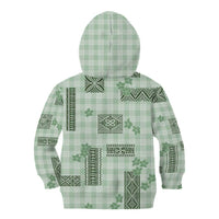 Hawaiian Quilt Tapa On Pastel Mint Palaka Motifs Kid Hoodie