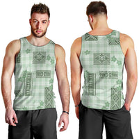 Hawaiian Quilt Tapa On Pastel Mint Palaka Motifs Men Tank Top