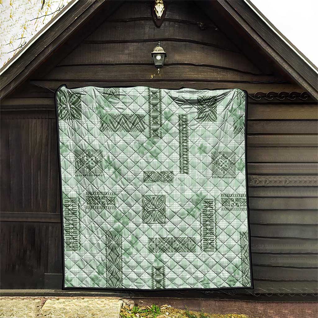 Hawaiian Quilt Tapa On Pastel Mint Palaka Motifs Quilt