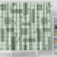 Hawaiian Quilt Tapa On Pastel Mint Palaka Motifs Shower Curtain