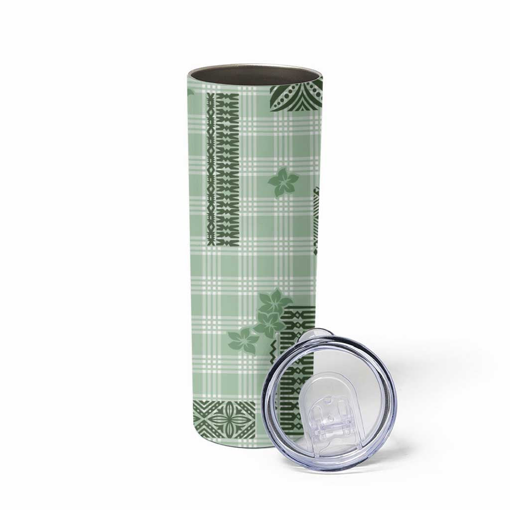 Hawaiian Quilt Tapa On Pastel Mint Palaka Motifs Skinny Tumbler