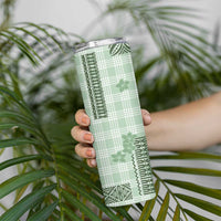 Hawaiian Quilt Tapa On Pastel Mint Palaka Motifs Skinny Tumbler
