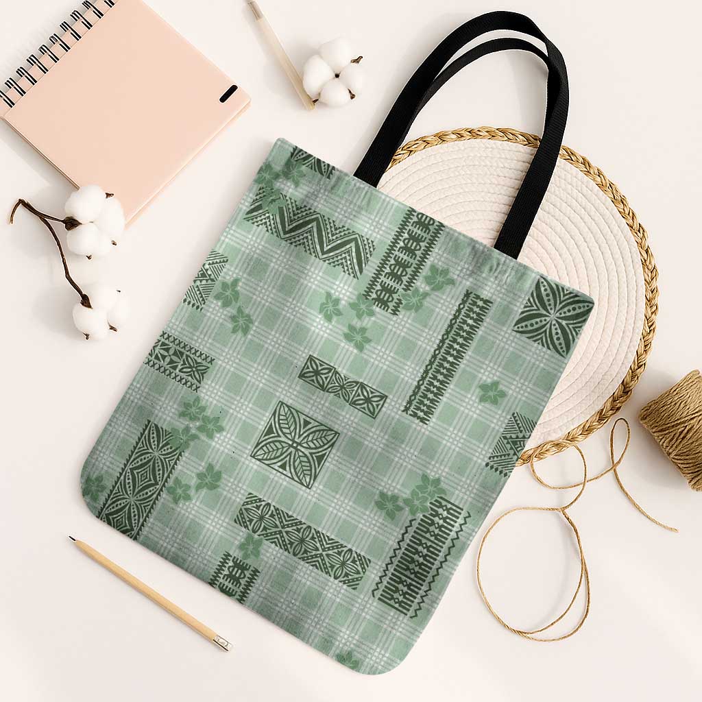 Hawaiian Quilt Tapa On Pastel Mint Palaka Motifs Tote Bag