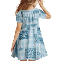 Hawaiian Quilt Tapa On Cold Blue Palaka Motifs Family Matching Mermaid Dress and Hawaiian Shirt LT7 - Polynesian Pride