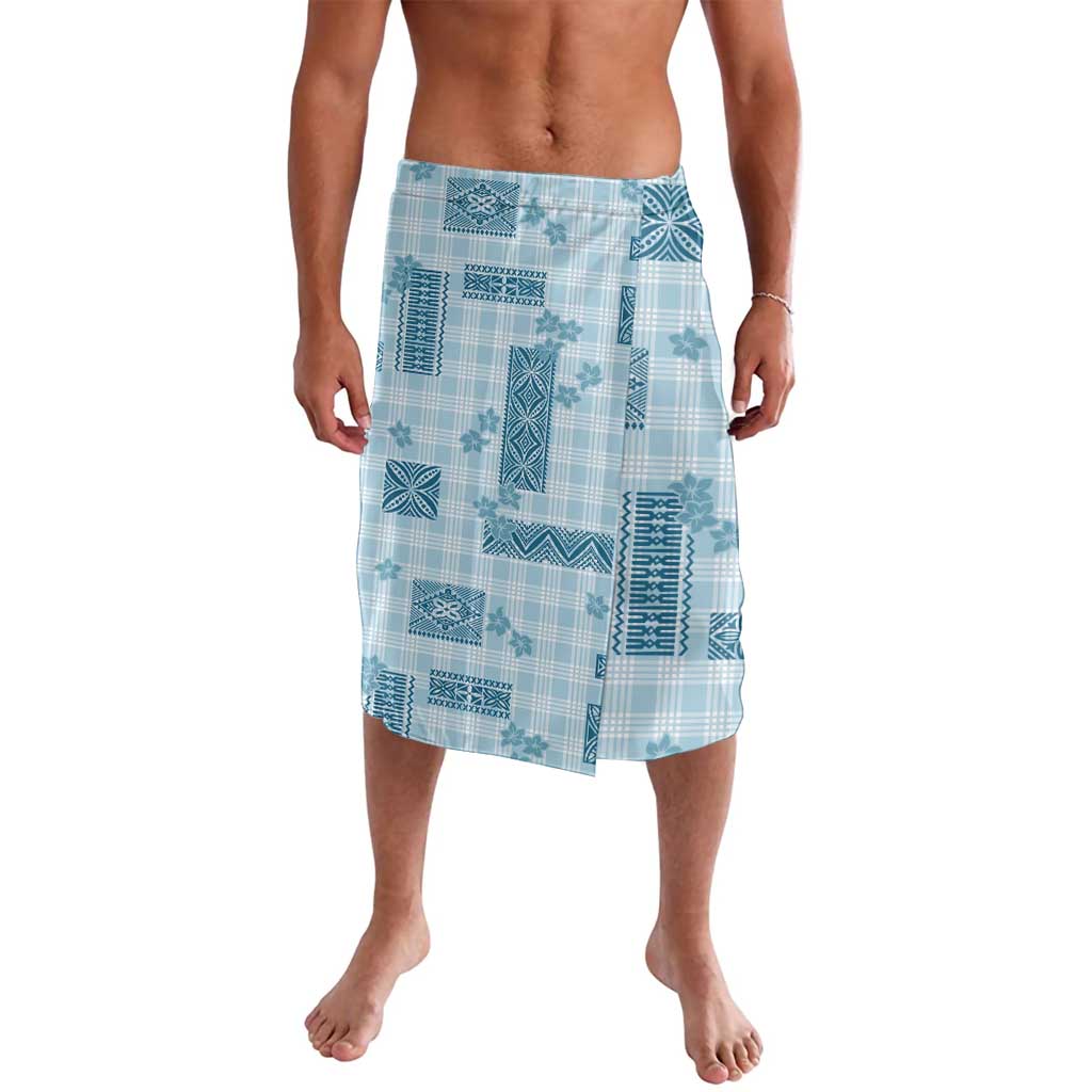 Hawaiian Quilt Tapa On Cold Blue Palaka Motifs Lavalava LT7 Azure - Polynesian Pride
