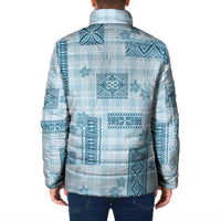 Hawaiian Quilt Tapa On Cold Blue Palaka Motifs Padded Jacket LT7 - Polynesian Pride