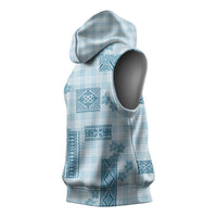 Hawaiian Quilt Tapa On Cold Blue Palaka Motifs Sleeveless Hoodie