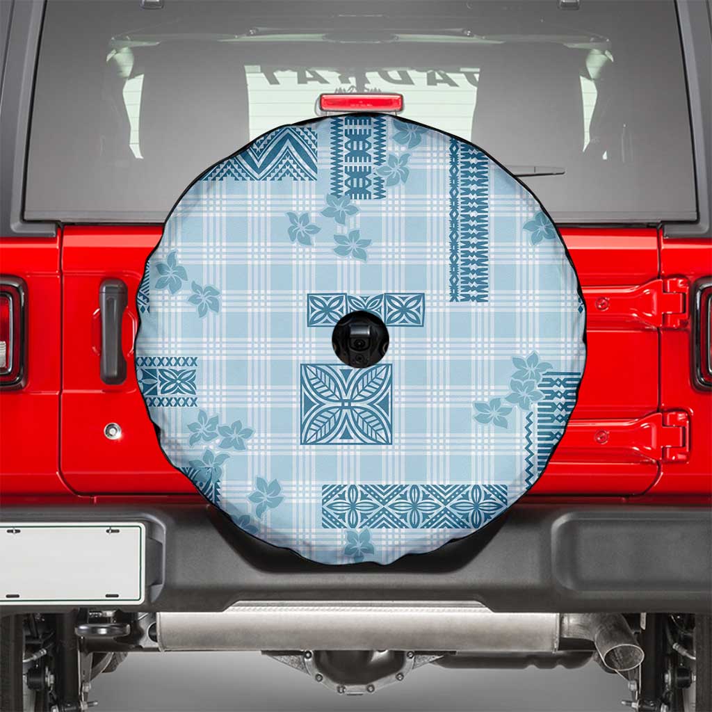 Hawaiian Quilt Tapa On Cold Blue Palaka Motifs Spare Tire Cover