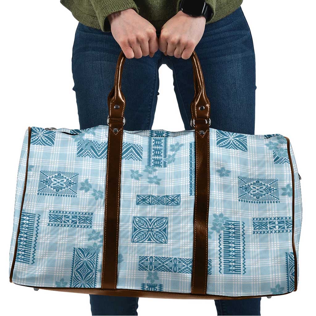 Hawaiian Quilt Tapa On Cold Blue Palaka Motifs Travel Bag