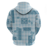 Hawaiian Quilt Tapa On Cold Blue Palaka Motifs Zip Hoodie