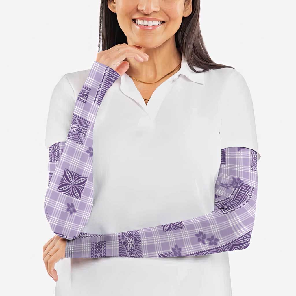 Hawaiian Quilt Tapa On Lilac Palaka Motifs Arm Sleeves LT7 - Polynesian Pride
