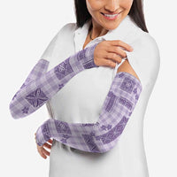 Hawaiian Quilt Tapa On Lilac Palaka Motifs Arm Sleeves LT7 - Polynesian Pride
