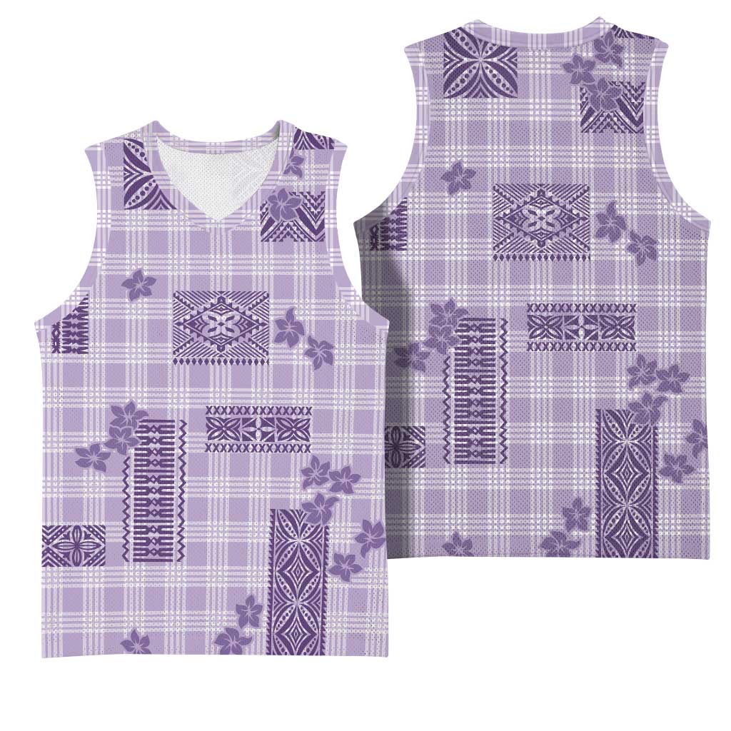 Hawaiian Quilt Tapa On Lilac Palaka Motifs Basketball Jersey