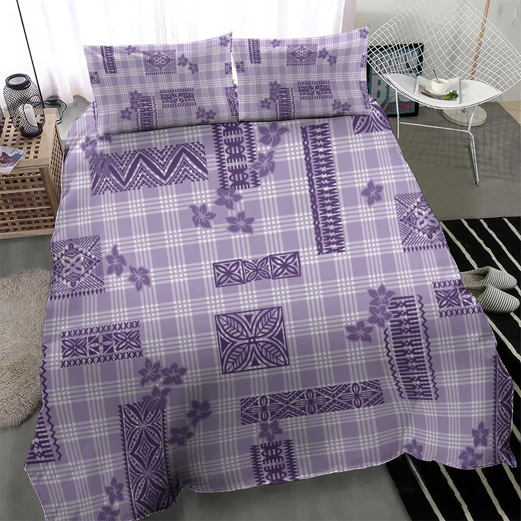 Hawaiian Quilt Tapa On Lilac Palaka Motifs Bedding Set LT7 - Polynesian Pride