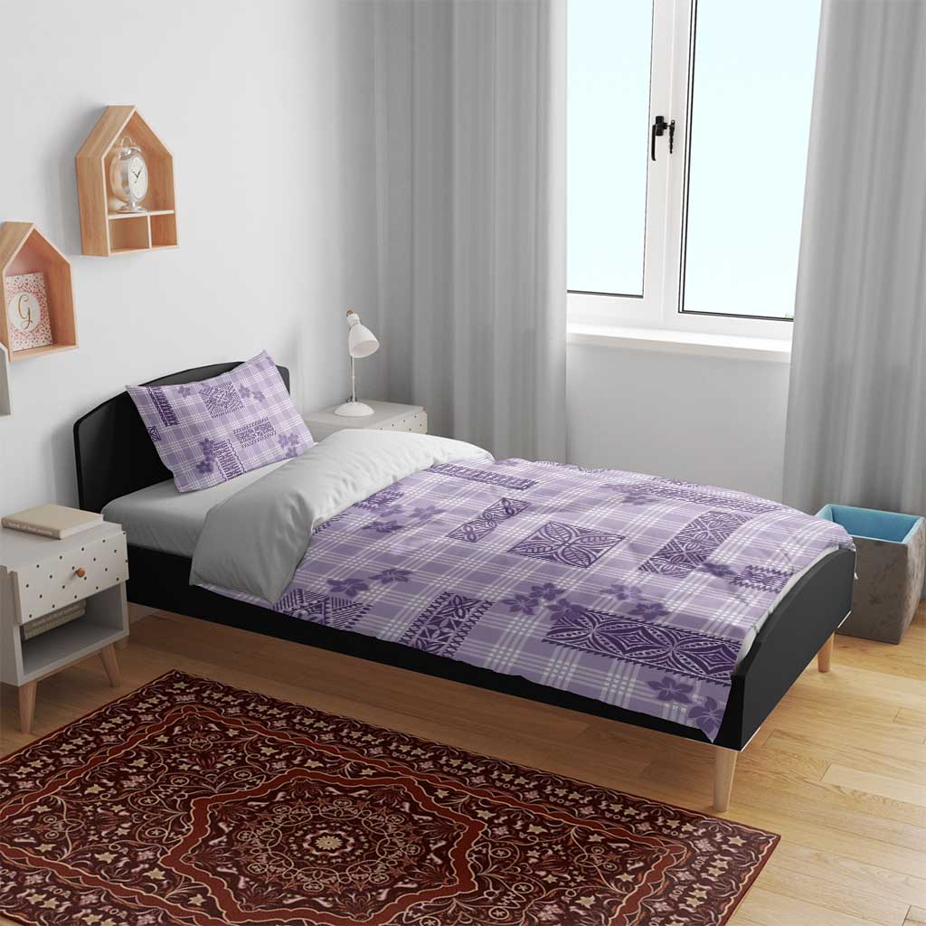 Hawaiian Quilt Tapa On Lilac Palaka Motifs Bedding Set LT7 - Polynesian Pride