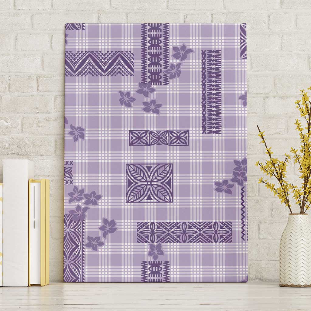 Hawaiian Quilt Tapa On Lilac Palaka Motifs Canvas Wall Art