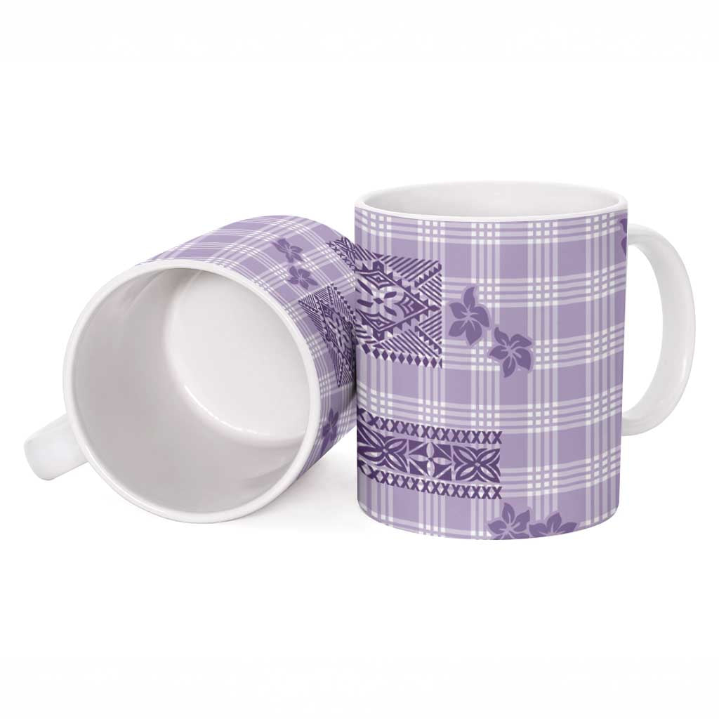 Hawaiian Quilt Tapa On Lilac Palaka Motifs Ceramic Mug LT7 - Polynesian Pride