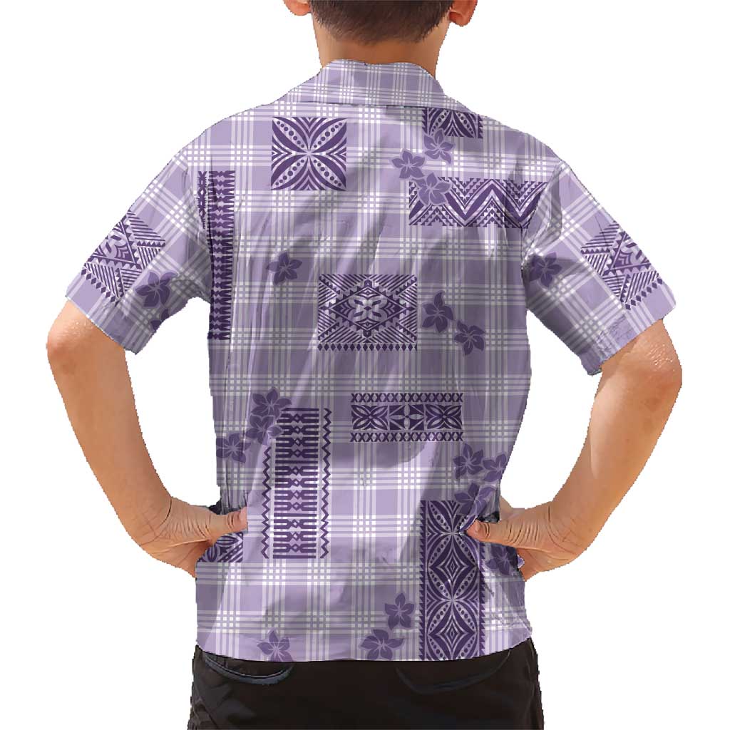 Hawaiian Quilt Tapa On Lilac Palaka Motifs Family Matching Mermaid Dress and Hawaiian Shirt LT7 - Polynesian Pride