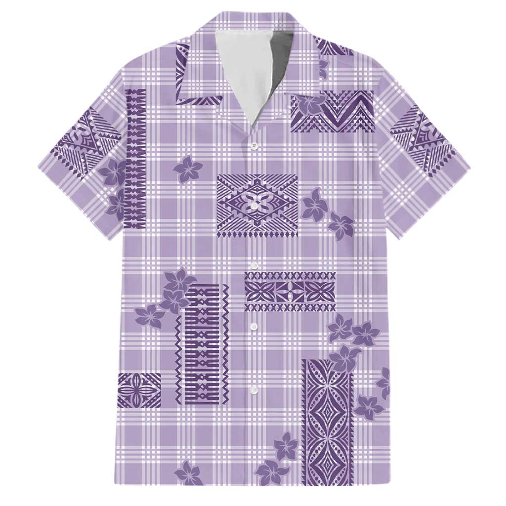 Hawaiian Quilt Tapa On Lilac Palaka Motifs Family Matching Off Shoulder Maxi Dress and Hawaiian Shirt LT7 Dad's Shirt - Short Sleeve Lilac - Polynesian Pride