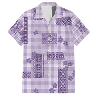 Hawaiian Quilt Tapa On Lilac Palaka Motifs Family Matching Puletasi and Hawaiian Shirt LT7 Dad's Shirt - Short Sleeve Lilac - Polynesian Pride