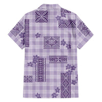 Hawaiian Quilt Tapa On Lilac Palaka Motifs Family Matching Puletasi and Hawaiian Shirt LT7 - Polynesian Pride