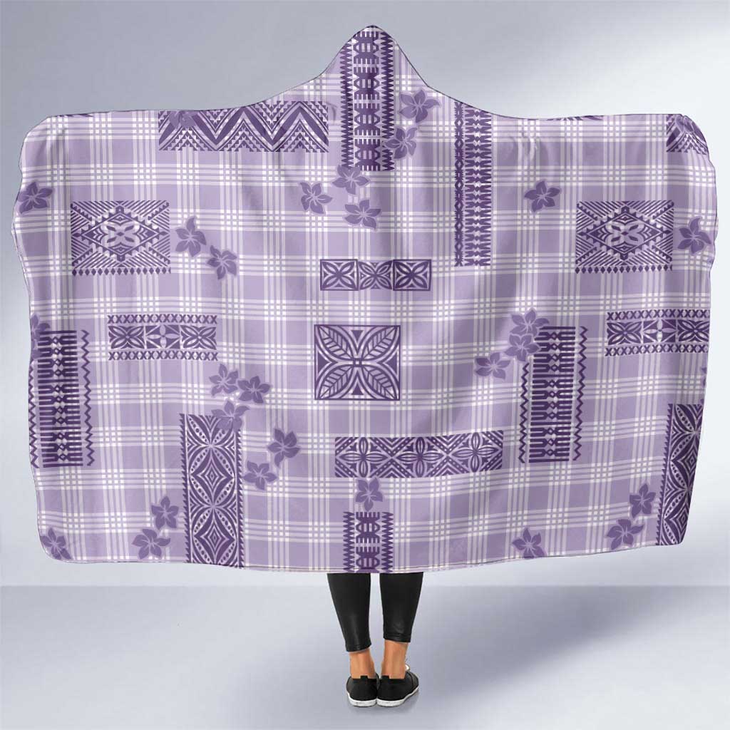 Hawaiian Quilt Tapa On Lilac Palaka Motifs Hooded Blanket