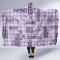Hawaiian Quilt Tapa On Lilac Palaka Motifs Hooded Blanket