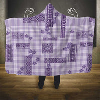 Hawaiian Quilt Tapa On Lilac Palaka Motifs Hooded Blanket