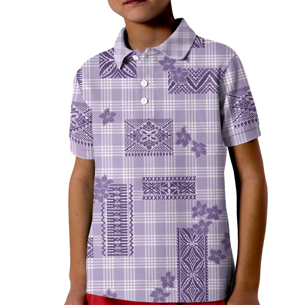 Hawaiian Quilt Tapa On Lilac Palaka Motifs Kid Polo Shirt