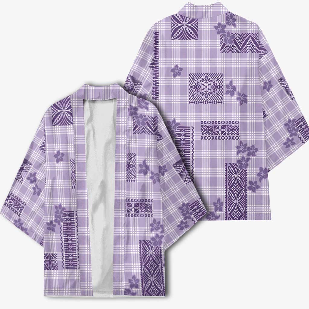 Hawaiian Quilt Tapa On Lilac Palaka Motifs Kimono