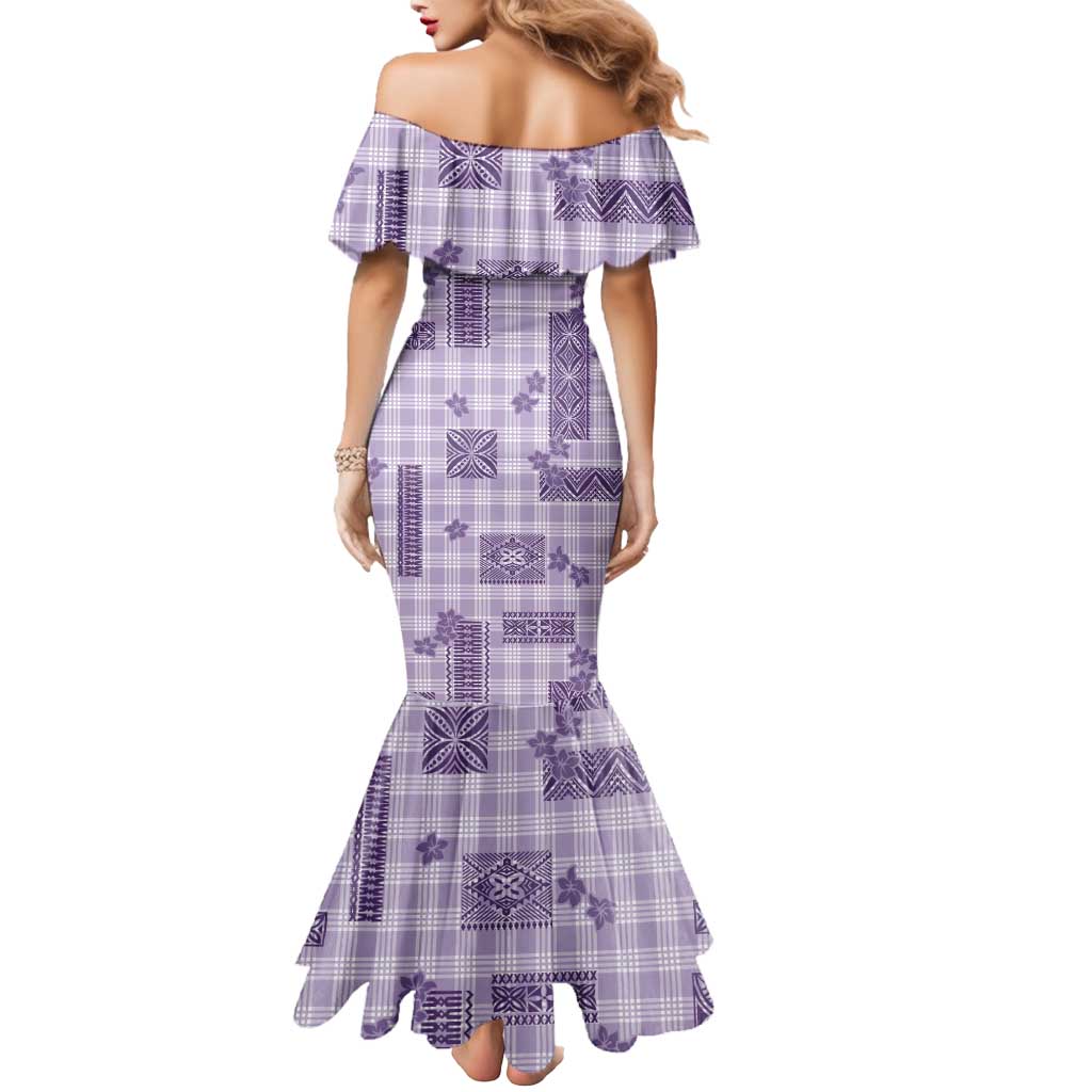 Hawaiian Quilt Tapa On Lilac Palaka Motifs Mermaid Dress LT7 - Polynesian Pride