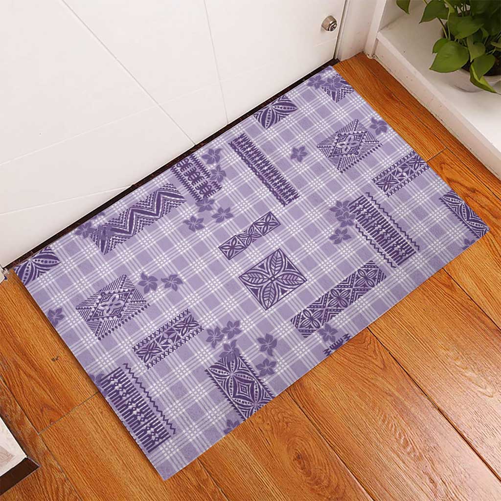 Hawaiian Quilt Tapa On Lilac Palaka Motifs Rubber Doormat