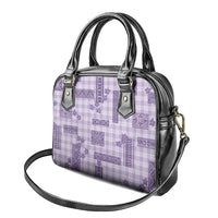 Hawaiian Quilt Tapa On Lilac Palaka Motifs Shoulder Handbag