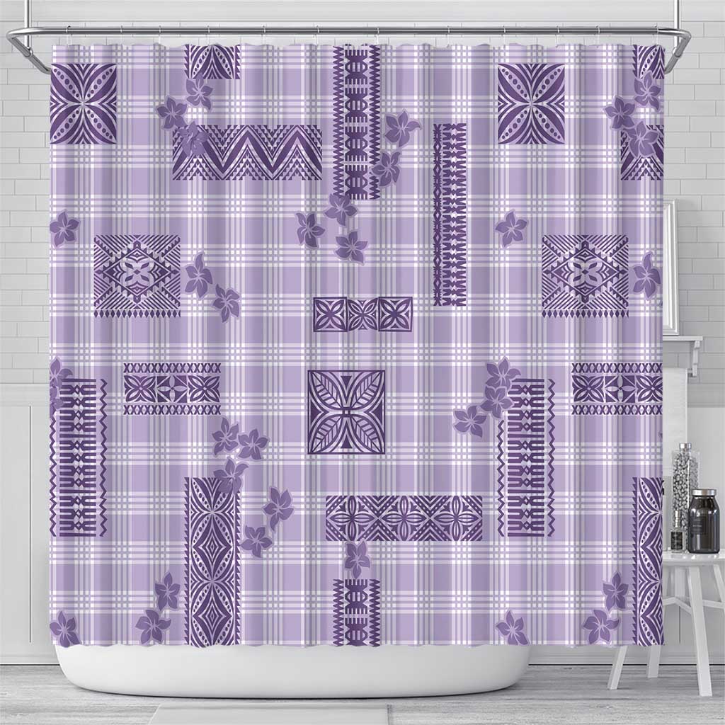 Hawaiian Quilt Tapa On Lilac Palaka Motifs Shower Curtain