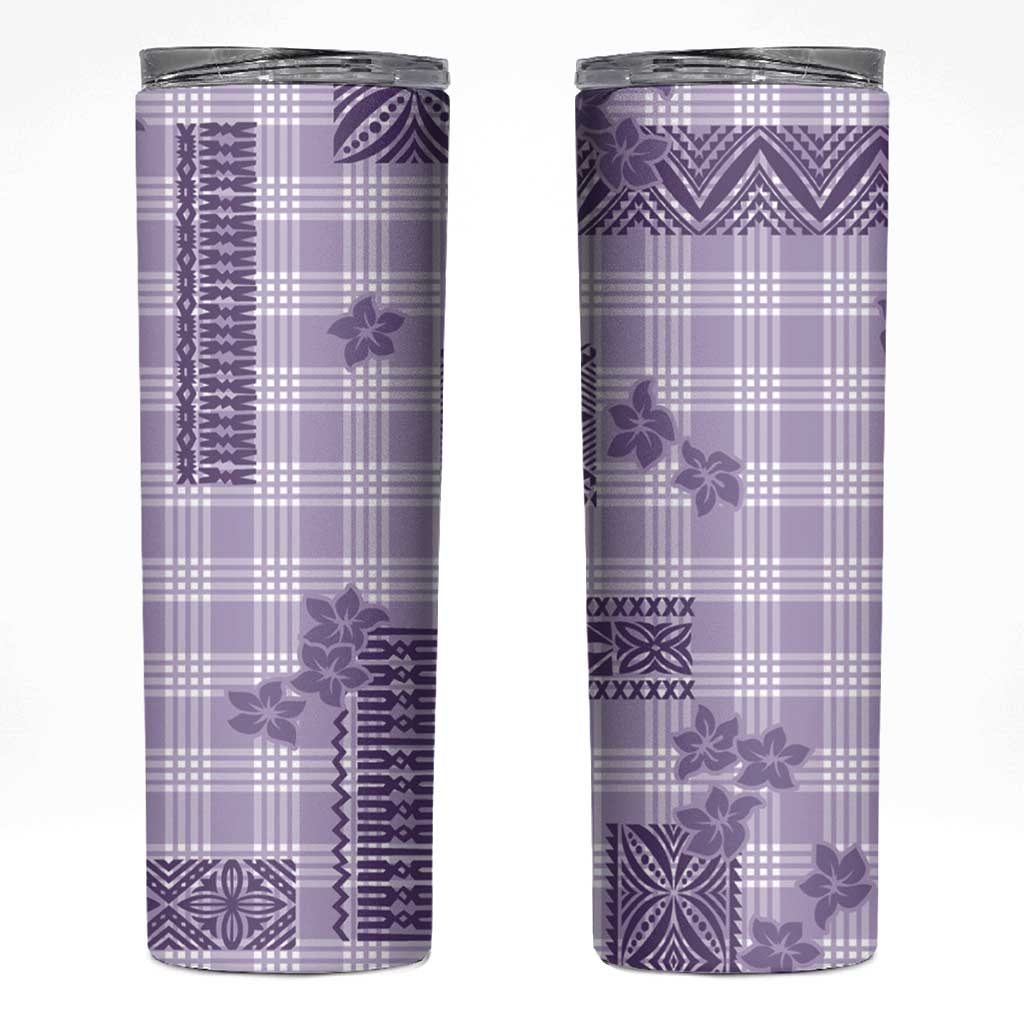 Hawaiian Quilt Tapa On Lilac Palaka Motifs Skinny Tumbler